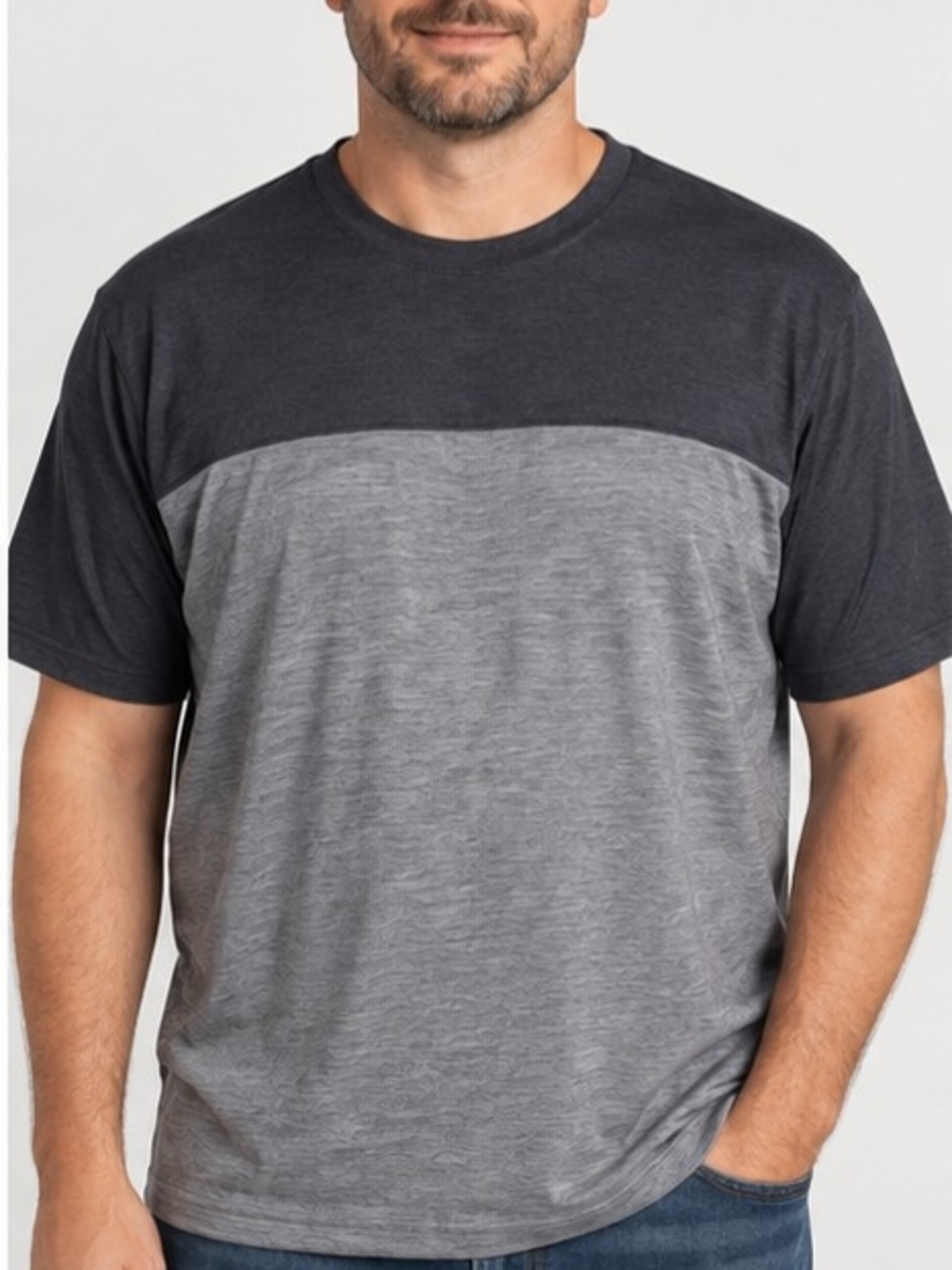 G.H. Bass & Co Men's 2XL Gray Colorblock Performance T-Shirt Stretch Athletic